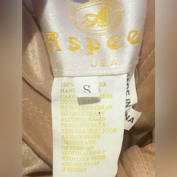 Aspeed Belle Inspired Gold Sequin Hand Beaded Strapless Prom Dress Size S - Picture 8 of 8